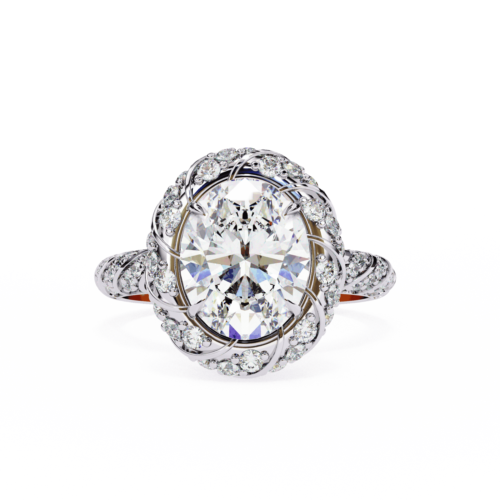 Vintage-Inspired Oval Diamond Halo Engagement Ring